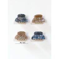PINZA ACETATO DORADA 2CM ESTAMPADO RAYADO