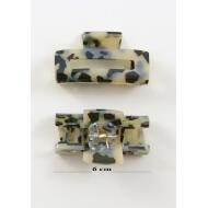 PINZA RECTANGULAR HUECA 6 CM TARTARUGA GRAN CALIDAD