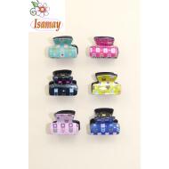 PINZA MINI ACETATO CUADRADA ESTAMPADO FLORECITAS