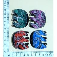 PINZA ACRILICA 3 DIENTES CURVOS ESTAMPADO CACHEMIR