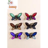 PINZA BRONCE MARIPOSA ALAS FACETADAS COLOR