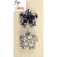 PINZA FLOR PLATEADA PIEDEAS GRANDES TRANSLUCIDAS