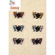 PINZA MARIPOSA NEGRA PEQUEÑA PIEDRAS OJO DE GATO COLOR