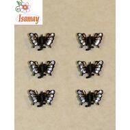 PINZA MARIPOSA NEGRA PEQUEÑA PIEDRAS BLANCAS
