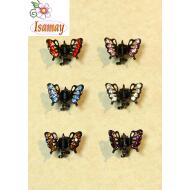 PINZA MARIPOSA NEGRA PEQUEÑA PIEDRAS COLOR