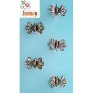 PINZA METAL PLATEADA 3 PIEDRAS BLANCAS ABANICO