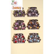 PINZA PEQUEÑA METAL PLATA LAZO PIEDRAS COLOR