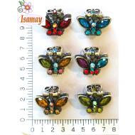 PINZA BRONCE MARIPOSA PIEDRAS COLORES