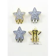 PINZA LATERAL ORO / PLATA ESTRELLAS STRASS