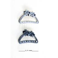 PINZA METAL PLATA / RHODIO TRIANGULO HUECO PULSADOR FLORES