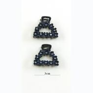 PINZA METAL NEGRA FLORES STRASS HEMATITE