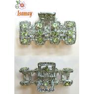 PINZA METAL RECTANGULAR RAYAS PIEDRAS AMARILLAS