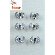 PINZA METAL PEQUEÑA NEGRA ABANICO 4 STRASS CRISTAL