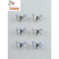 PINZA METAL PEQUEÑA PLATEADA MARIPOSA STRASS GRANDES