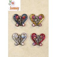 PINZA METAL CORAZON 2 PIEDRAS GRANDES