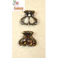 PINZA BRONCE PEQUEÑA PIEDRAS REDONDAS JASPEADA COLORES