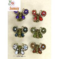 PINZA BRONCE MARIPOSA CENTRAL PIEDRAS TRANSLUCIDAS 4 TONOS