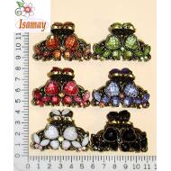 PINZA BRONCE GRANDE MARIPOSA PIEDRAS ACRILICAS COLORES OSCUROS
