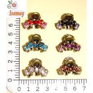 PINZA BRONCE METAL PEQUEÑA LAZO STRASS COLOR