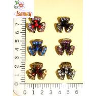 PINZA BRONCE PEQUEÑA TREBOL STRASS COLORES