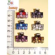 PINZA RHODIO PEQUEÑA CUADRADO PIEDRAS COLOR
