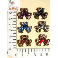 PINZA BRONCE TREBOL PIEDRAS COLORES
