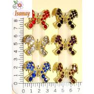 PINZA ORO VIEJO ALAS CALADAS PIEDRAS COLORES