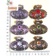 PINZA STRASS 2 TONOS OVALO FLORES STRASS COLORES