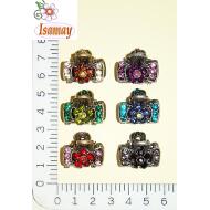 PINZA METAL 2TONOS  2CM LAZO CON FLOR SURTIDO COLOR 