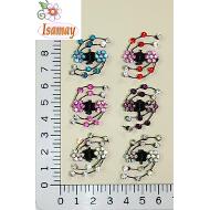 PINZA NEGRA METAL FLORES CON RAMITAS STRASS COLOR