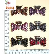PINZA METAL PLATA / BRONCE LAZO STRASS COLORES