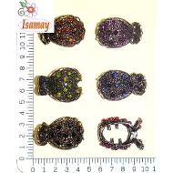 PINZA COLETERA OVAL PLATA / BRONCE LABRADO STRASS