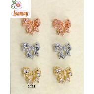 PINZA LAZO PEQUEÑA STRASS METAL 3 TONOS
