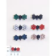 PINZA MINI METAL NEGRA FLOR STRAS COLOR