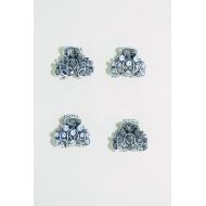 PINZA PEQUEÑA PLATA VIEJA ABANICO CRISTAL Y HEMATITE