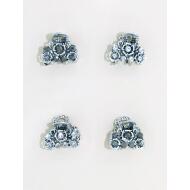 PINZA PLATA VIEJA 3 FLORES CRISTAL Y HEMATITE