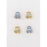 PINZA METAL ORO / PLATA 3 PUAS PULSADOR