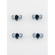 PINZA METAL PEQUEÑA NEGRA FLOR PIEDRAS CRISTAL