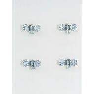 PINZA METAL PEQUEÑA PLATA FLOR PIEDRAS CRISTAL