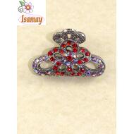 PINZA PLATA MEDIANA PIEDRAS ROJAS