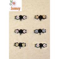 PINZA METAL NEGRA 2 FLORES MIGA PAN