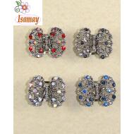 PINZA METAL MEDIANA LABRADA PIEDRAS COLOR