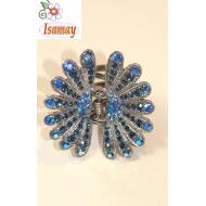 PINZA MARGARITA GRANDE METAL PIEDRAS AZULES