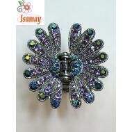 PINZA MARGARITA GRANDE METAL PIEDRAS LILA
