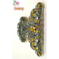 PINZA GRANDE METAL LABRADA FLORES AMBAR