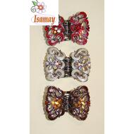 PINZA METAL MEDIANA ESMALTE CON FLORES PIEDRAS