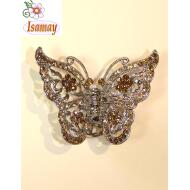 PINZA METAL MARIPOSA GRANDE PIEDRAS AMBAR