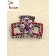 PINZA METAL CUADRADA HUECA AGUJERO FLOR PIEDRAS ROJO