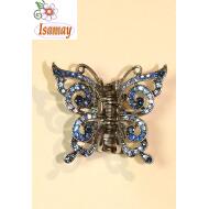 PINZA METAL MARIPOSA PIEDRAS MEDIANA AZULES