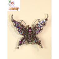 PINZA MARIPOSA PLATEADA FILAS PIEDRAS AZUL AB